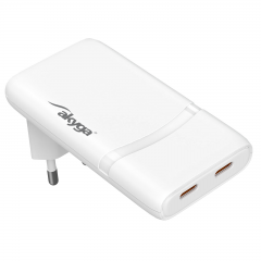 USB polnilnik USB AK-CH-32 2x USB-C PD 5–20 V / maks. 3,25 A 65 W Quick Charge 4+ GaN